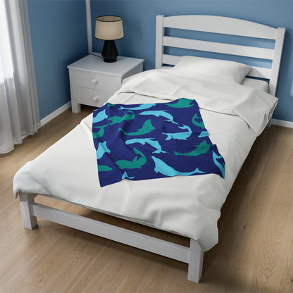 Blue Dolphin Shadows Blanket