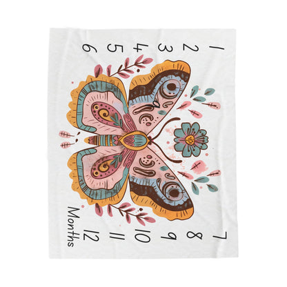 Boho Butterfly Milestone Velveteen Plush Blanket