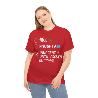 Naughty List Innocent Until Proven Guilty Christmas Short Sleeve Tee