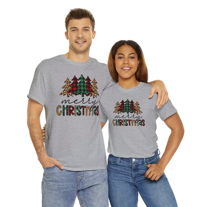 Merry Christmas Plaid Trees Short Sleeve Tee