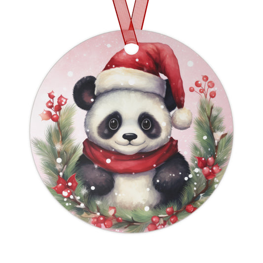 Panda in Santa Hat Ornament