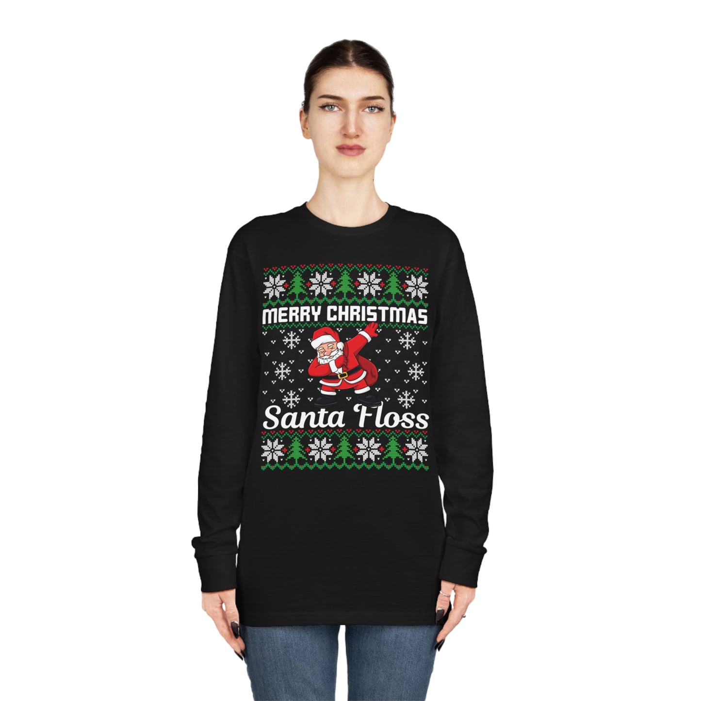 Merry Christmas Santa Floss Ugly Sweater Long Sleeve T-shirt