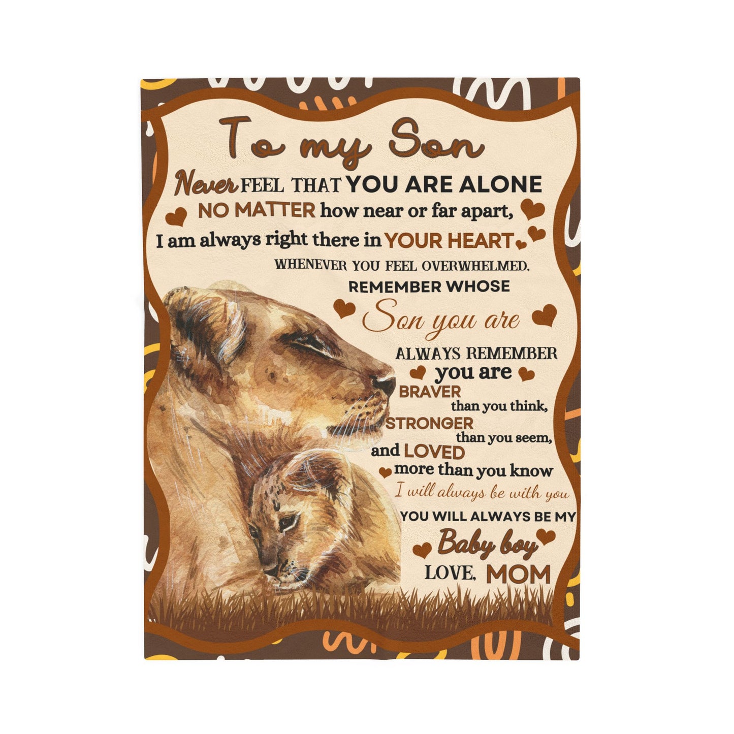 To My Son Lion Hearted Love Soft Velveteen Minky Blanket From Mom Throw Gift