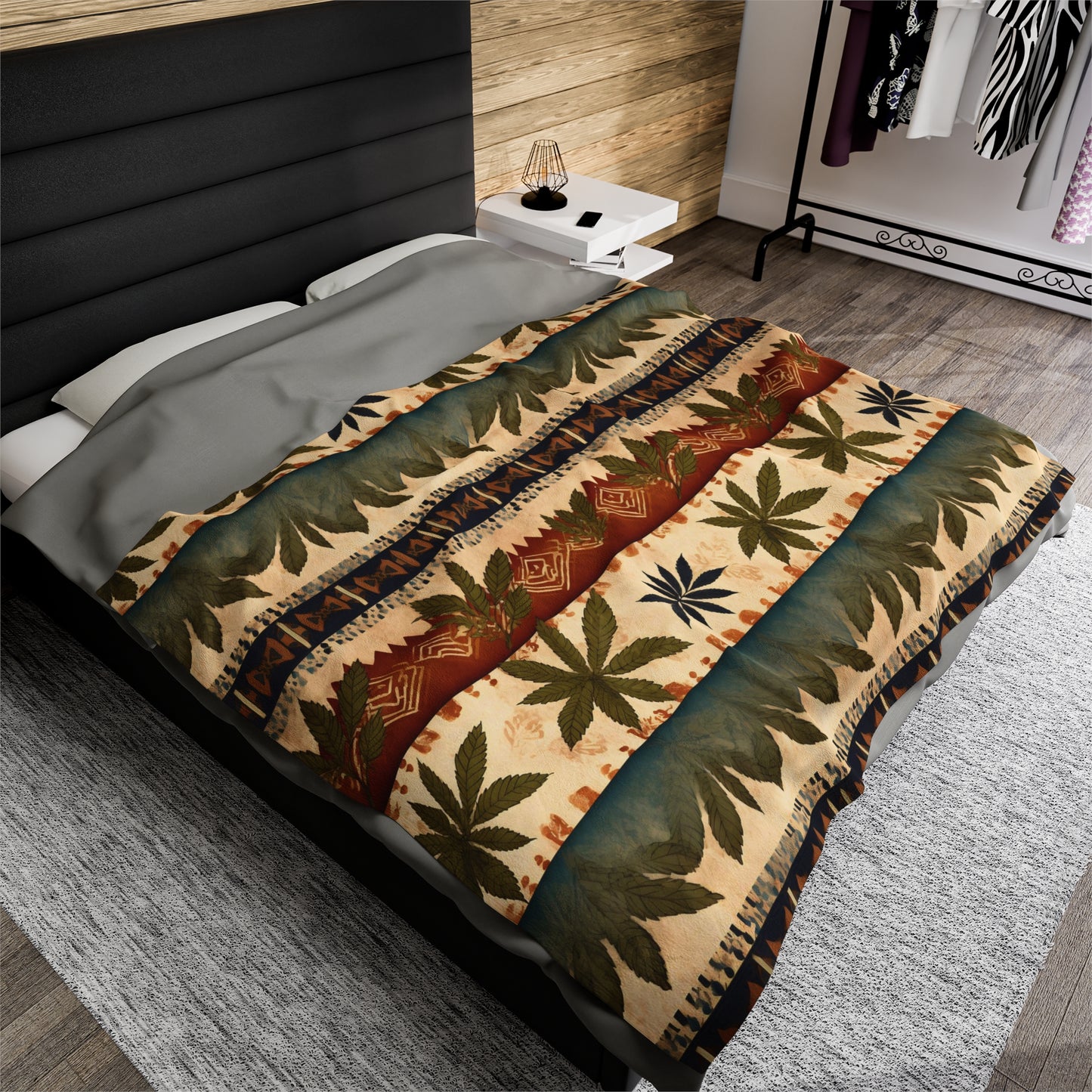 Marijuana Leaf with Stripes Blanket