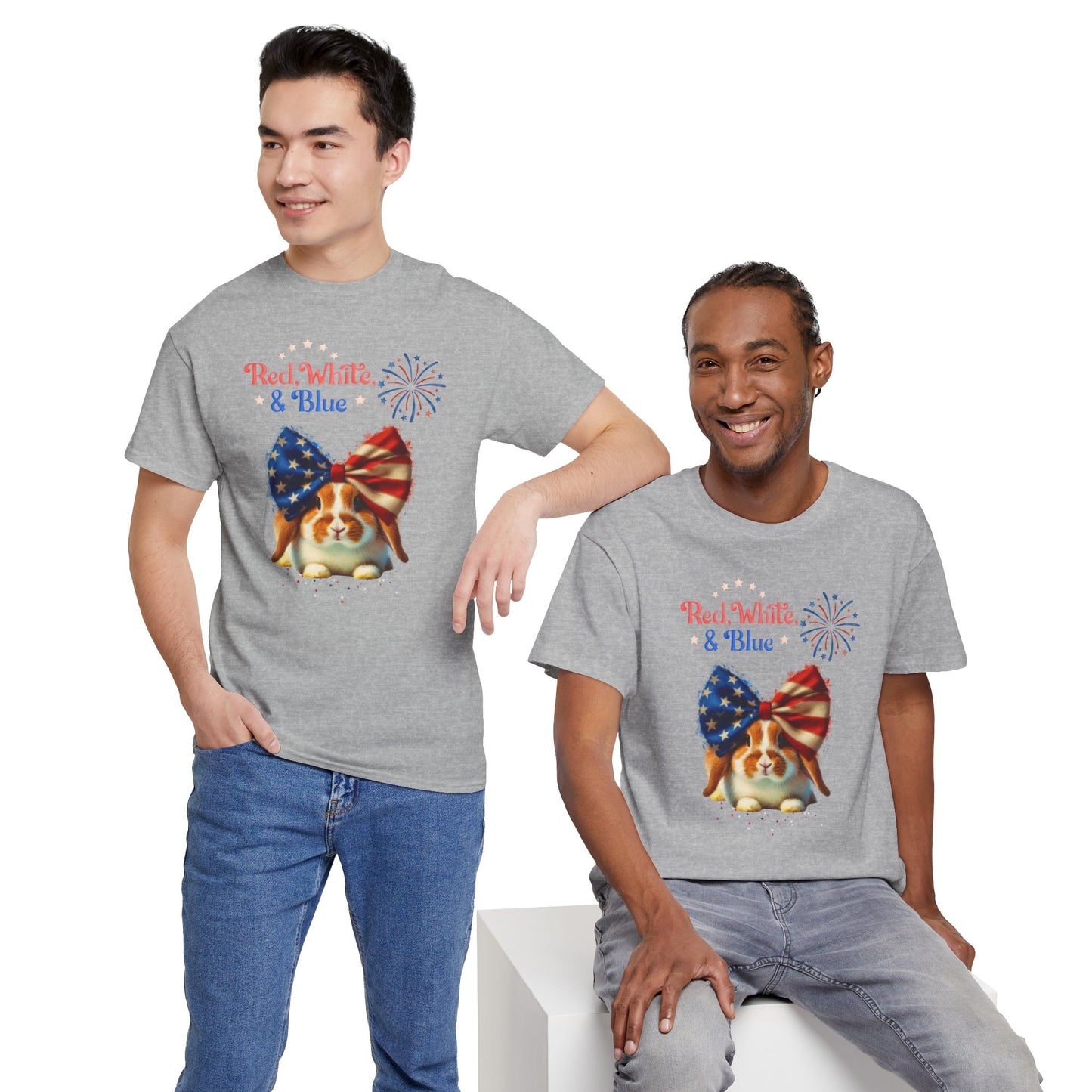 Red White And Blue Rabbit Short Sleeve Tshirt