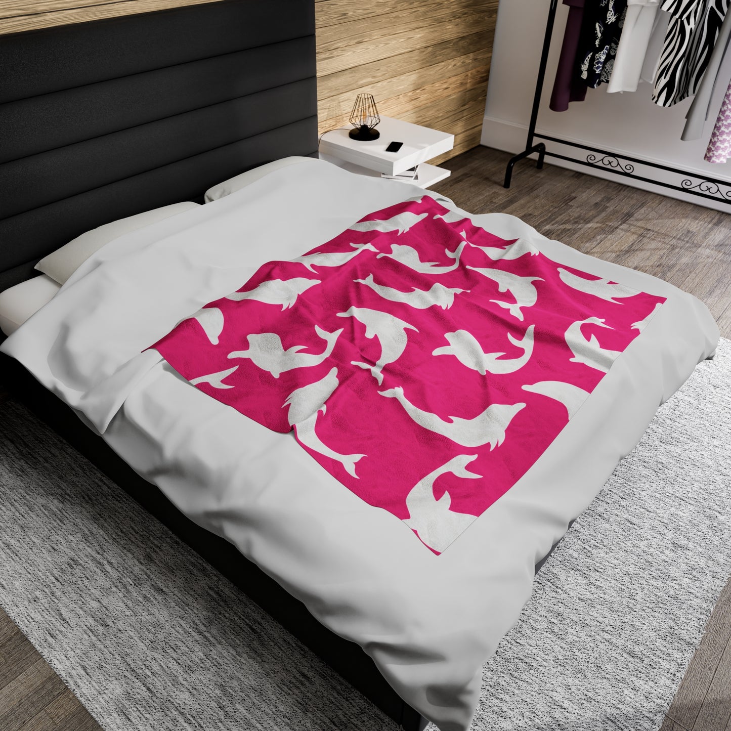 Pink Dolphin Shadows Blanket