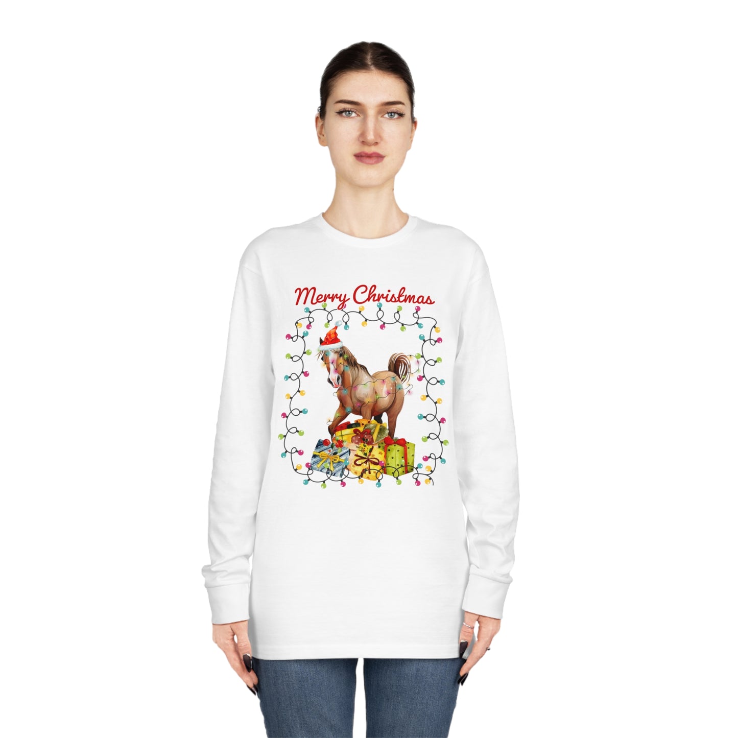 Merry Christmas Horse Christmas Long Sleeve Tee