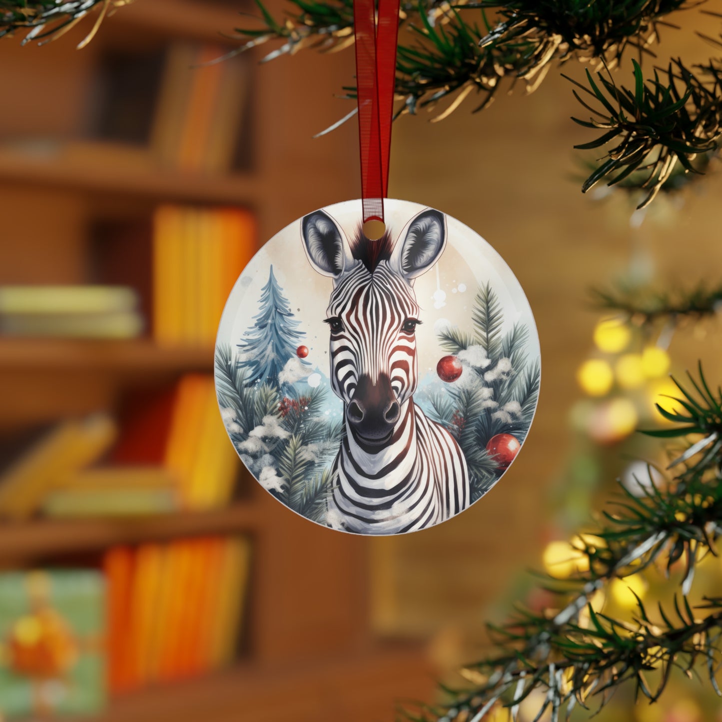 Zebra with Trees Ornament