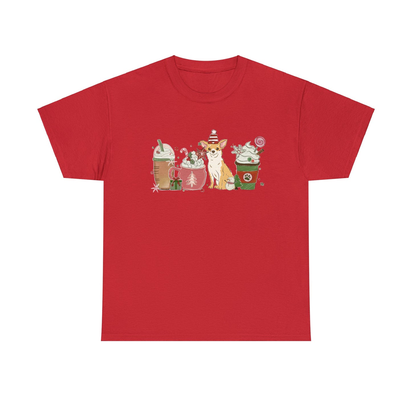 Chihuahua Dog Latte Christmas Short Sleeve Tee