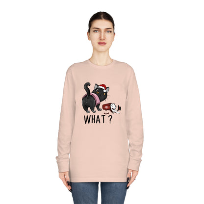 What? Cat Knocking Over Coffee Christmas Long Sleeve T-shirt