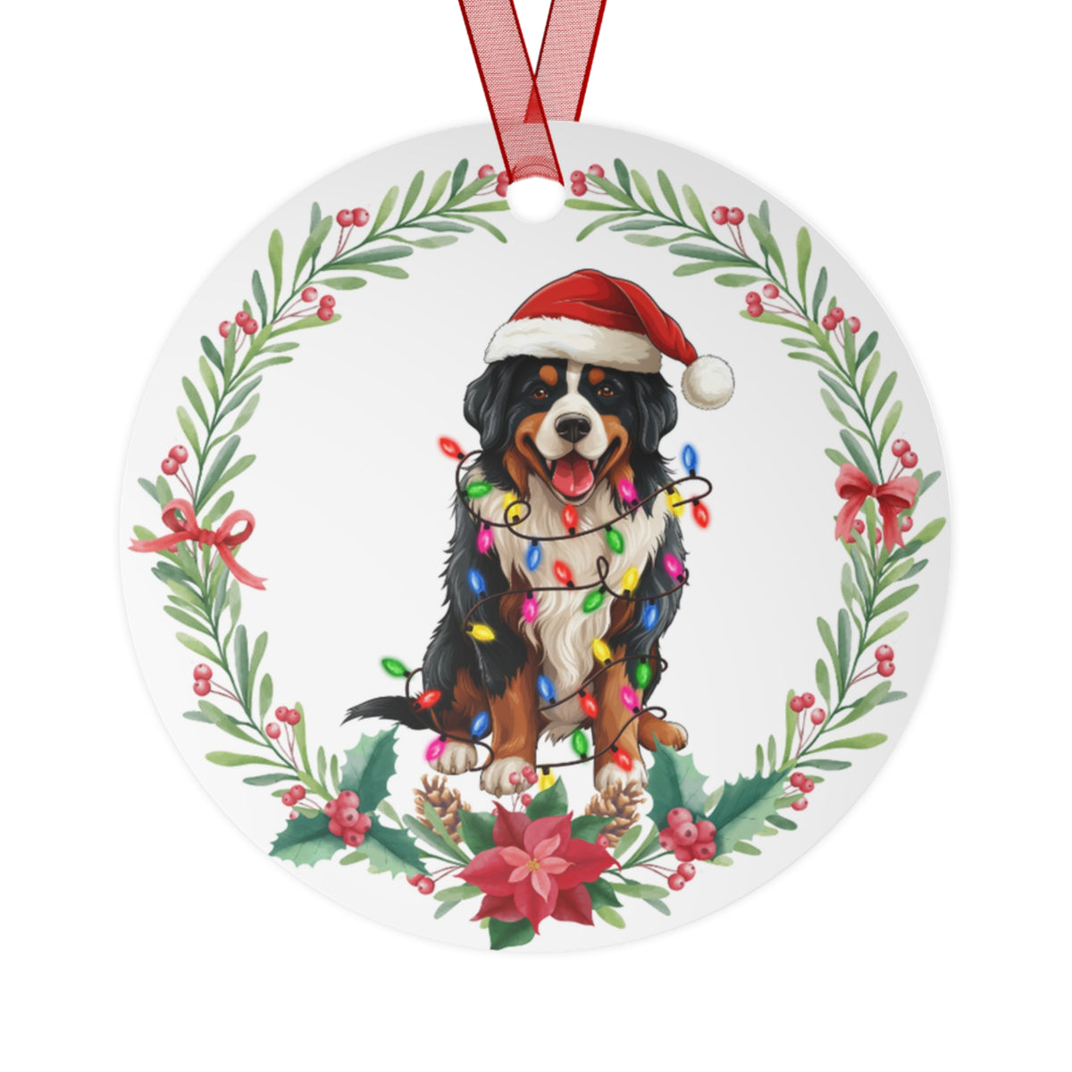 Bernese Mountain Dog in Lights Ornament