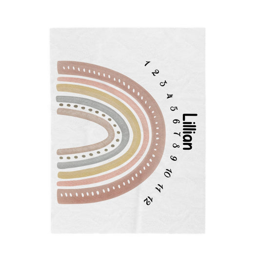 Boho Rainbow Milestone Velveteen Plush Blanket