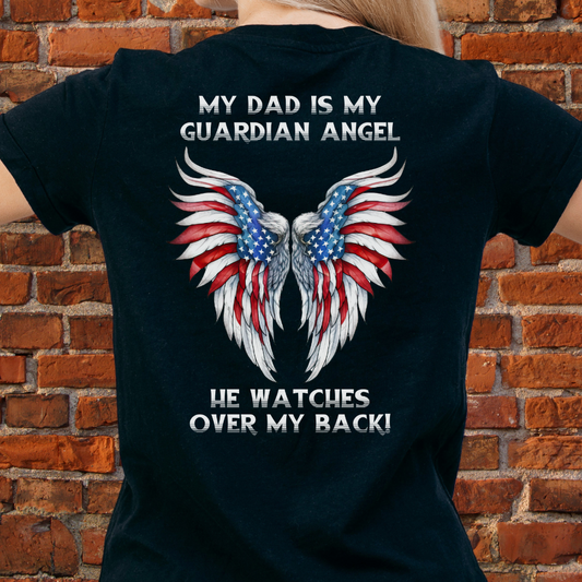 Custom Guardian Angel Watches Over My Back Short Sleeve Shirt