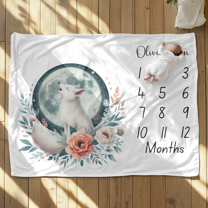 Personalized Arctic Wolf Velveteen Plush Blanket
