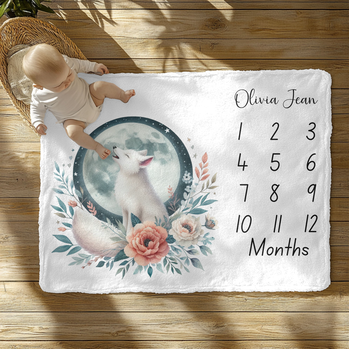Personalized Arctic Wolf Velveteen Plush Blanket