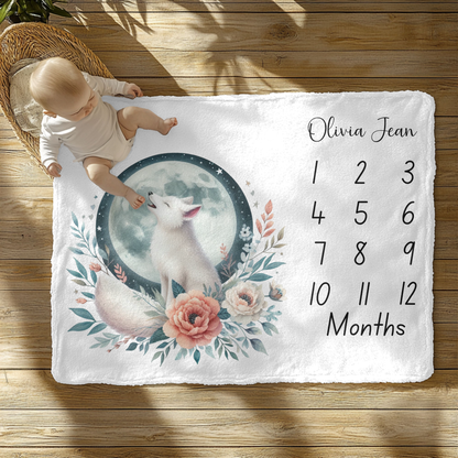 Personalized Arctic Wolf Velveteen Plush Blanket