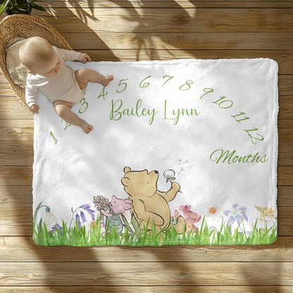Personalized Winnie The Pooh Velveteen Plush Blanket