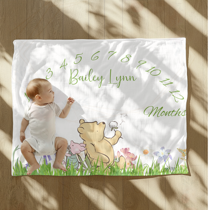 Personalized Winnie The Pooh Velveteen Plush Blanket