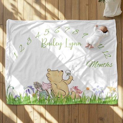 Personalized Winnie The Pooh Velveteen Plush Blanket
