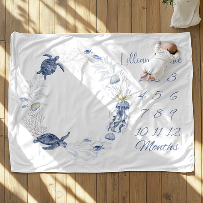 Personalize Sea Life Velveteen Plush Blanket
