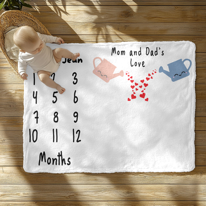 Personalized Mom & Dad's Love Velveteen Plush Blanket