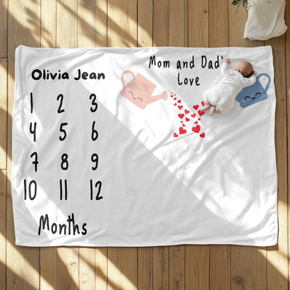 Personalized Mom & Dad's Love Velveteen Plush Blanket