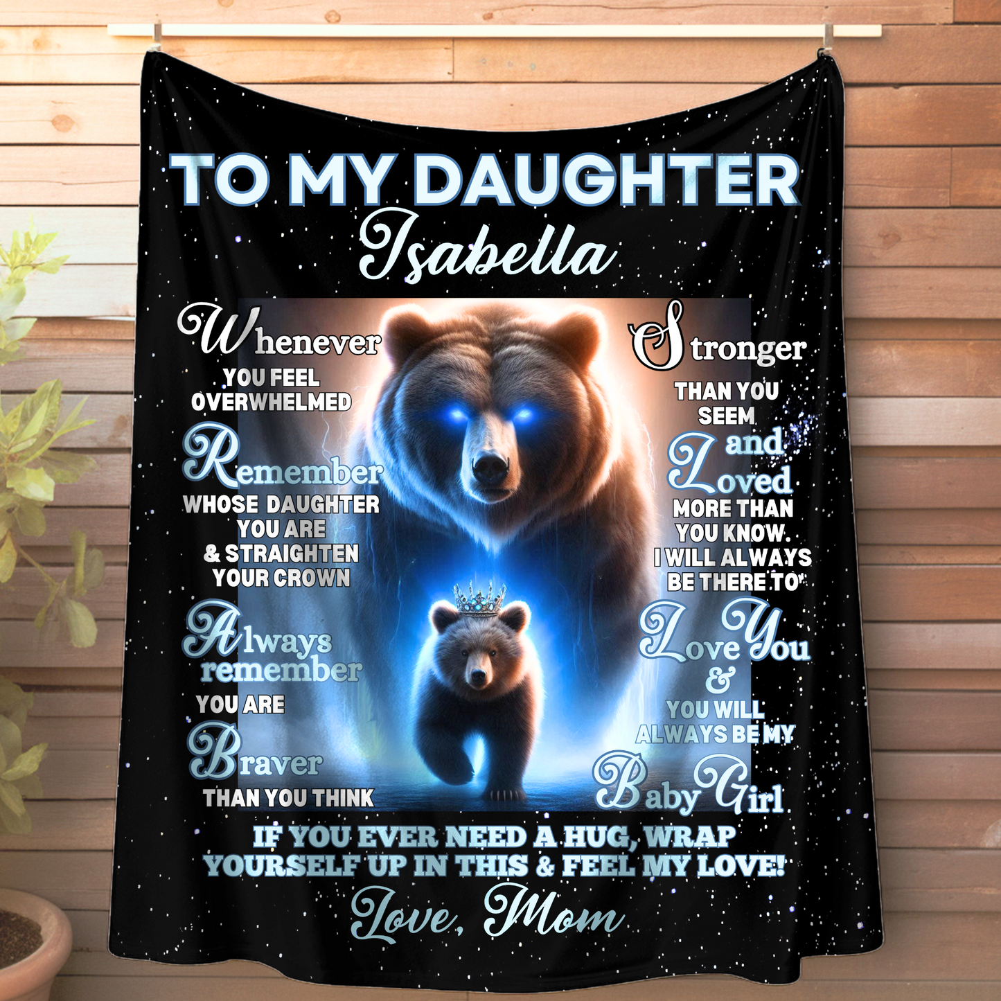 Custom To My Daughter Lion/Tiger/Wolf/ Bear Princess Velveteen Plush Blanket