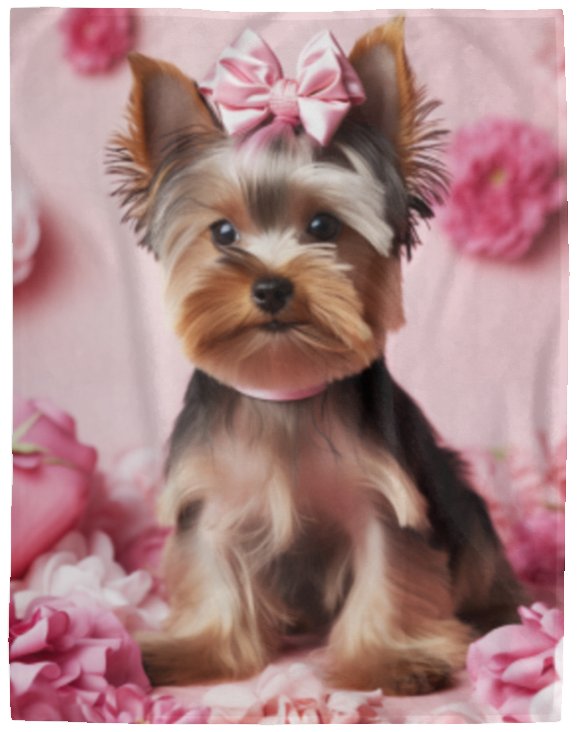 Yorkshire Terrier Yorkie Pink Flowers Plush