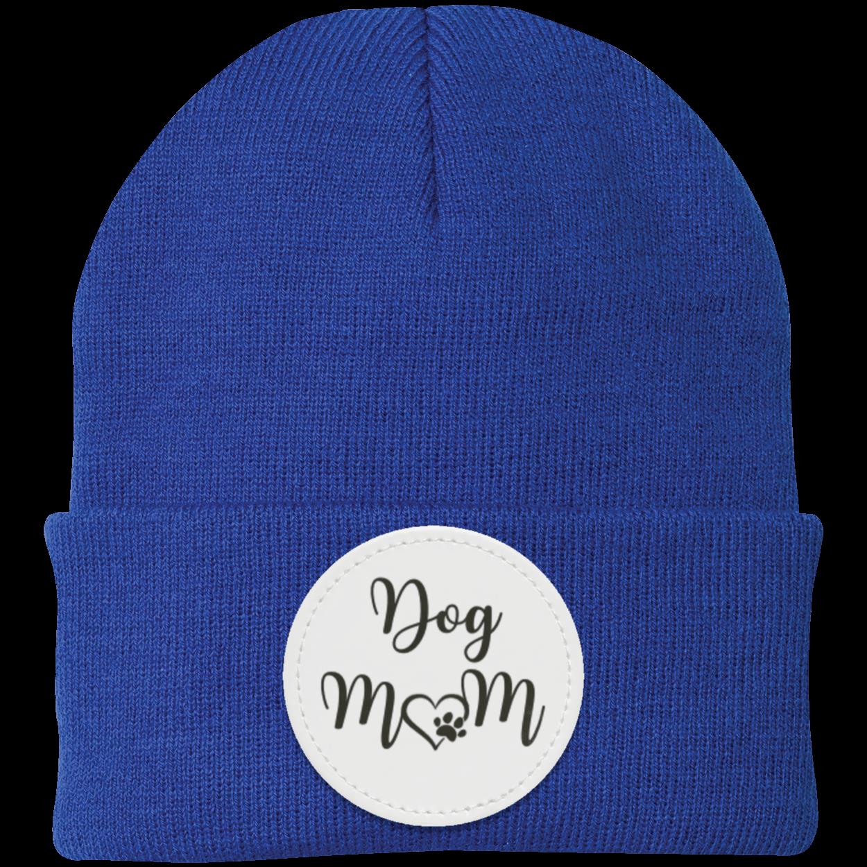 Dog Mom with Heart and Paw Knit Cap