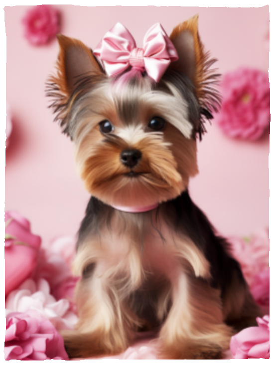 Yorkshire Terrier Yorkie Pink Flowers Plush