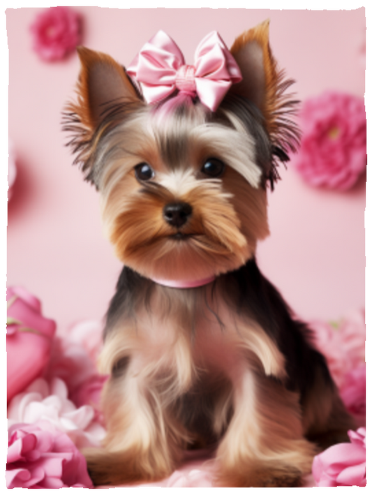 Yorkshire Terrier Yorkie Pink Flowers Plush