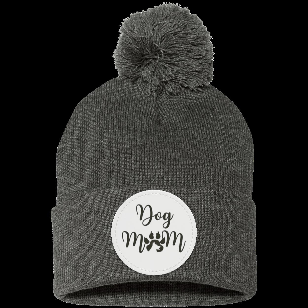 Dog Mom with Dog Shadow Pom Pom Knit Cap