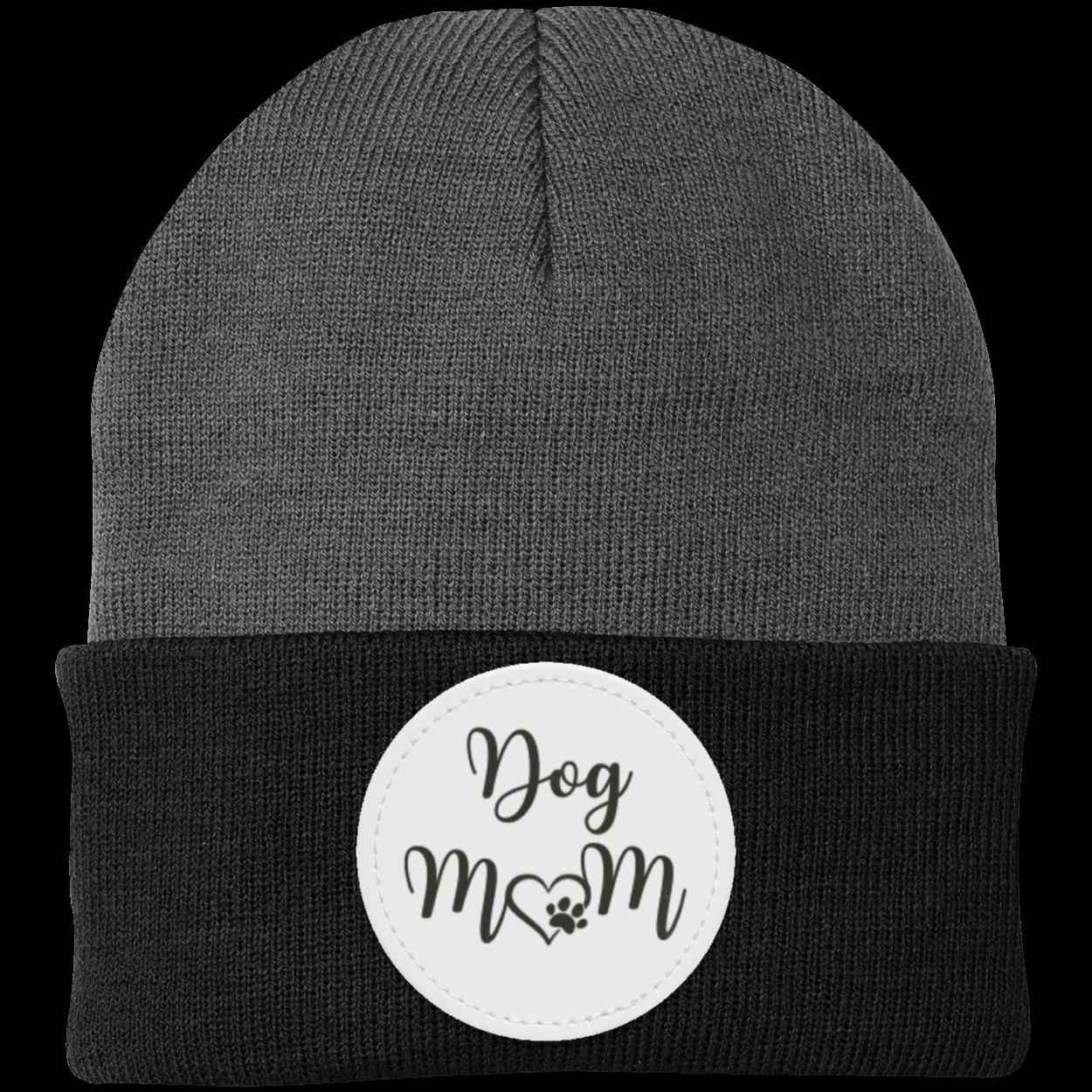 Dog Mom with Heart and Paw Knit Cap