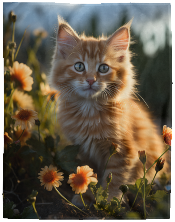 Orange Tabby Kitten Plush Fleece Blanket