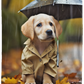 Labrador Puppy in the Rain Plush Fleece Blanket