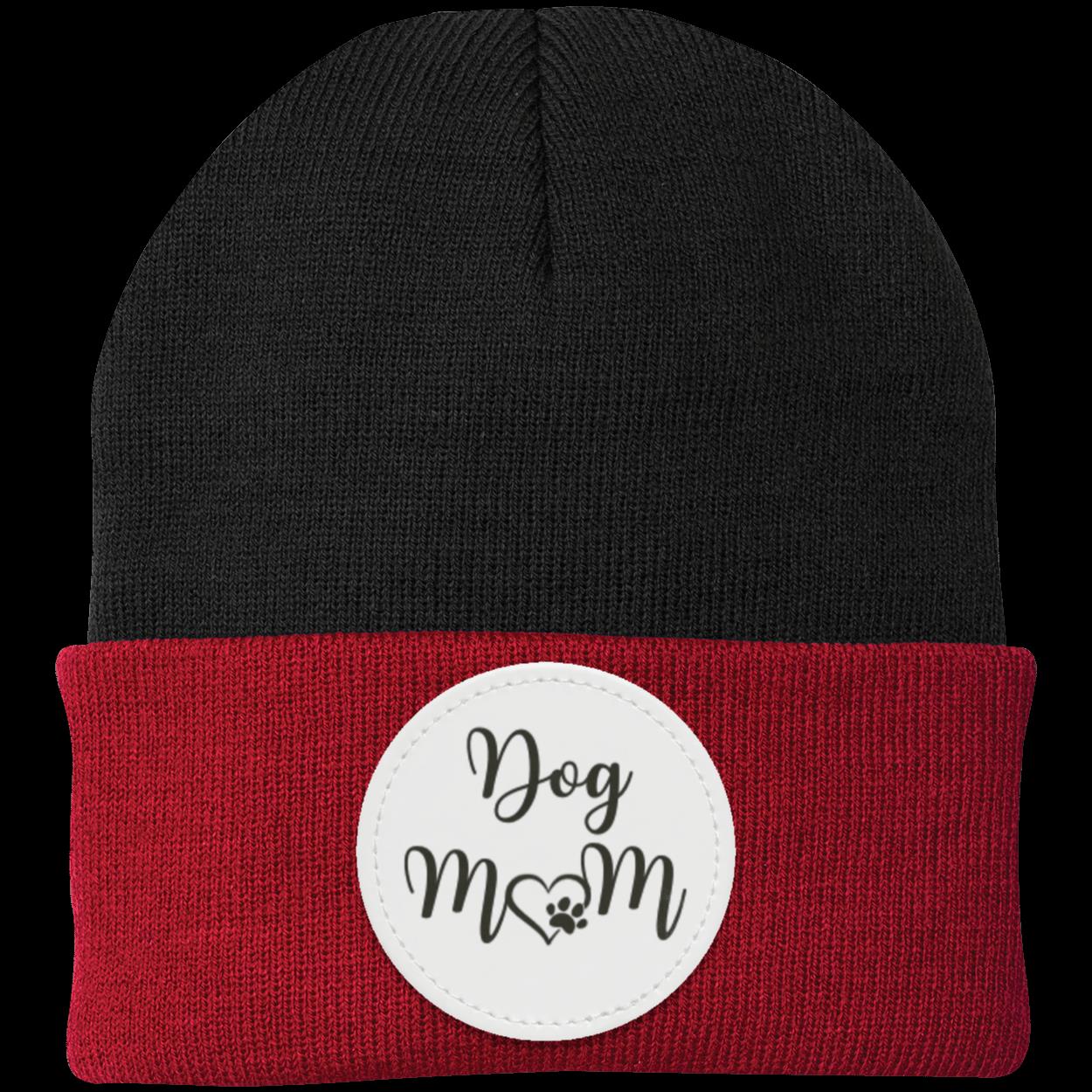 Dog Mom with Heart and Paw Knit Cap