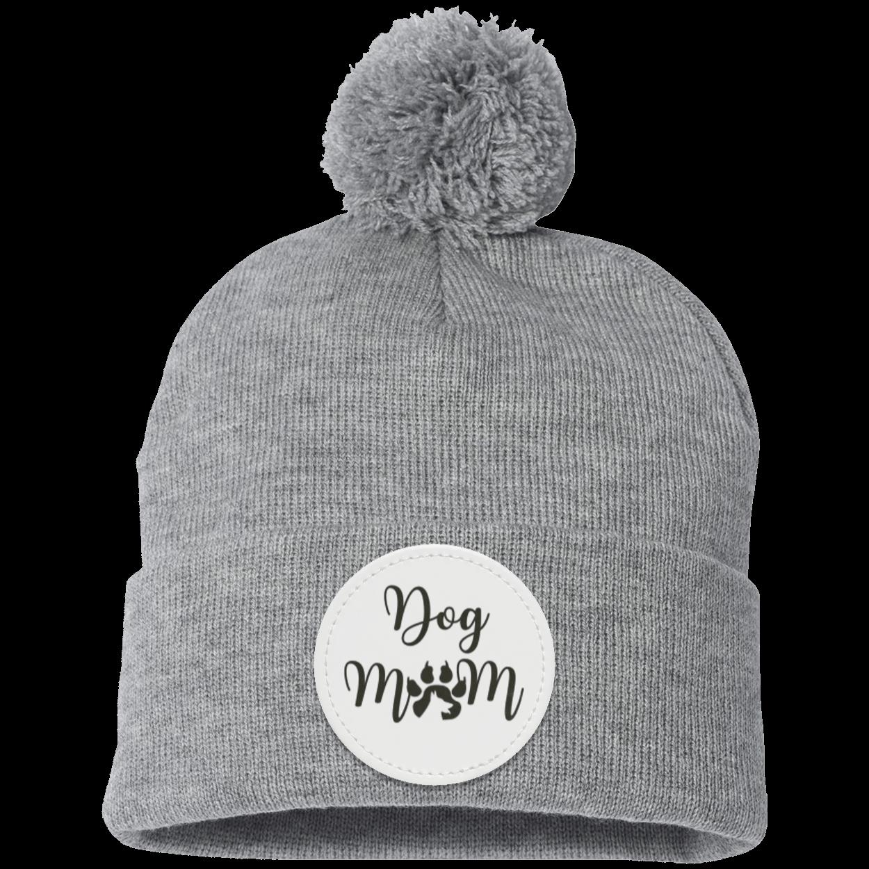 Dog Mom with Dog Shadow Pom Pom Knit Cap