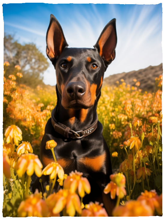 Doberman Cropped Ears Plush Fleece Blanket