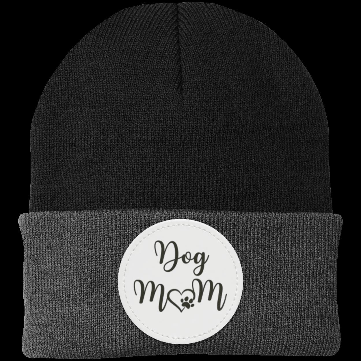 Dog Mom with Heart and Paw Knit Cap