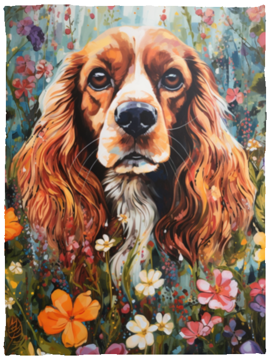 Cocker Spaniel Art Plush Fleece Blanket