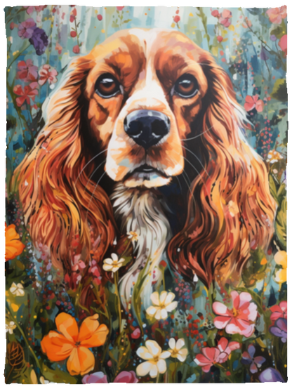 Cocker Spaniel Art Plush Fleece Blanket