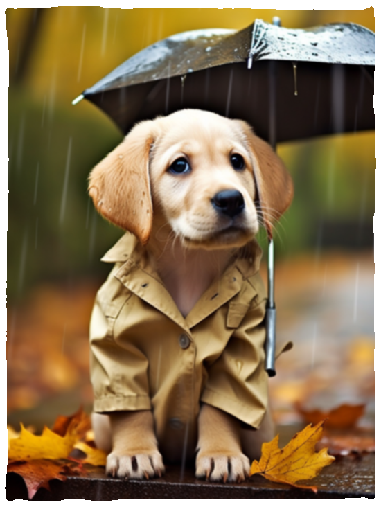 Labrador Puppy in the Rain Plush Fleece Blanket