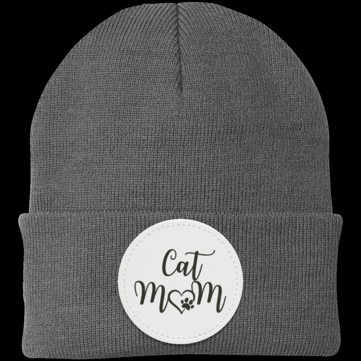 Cat Mom with Heart and Paw Knit Cap