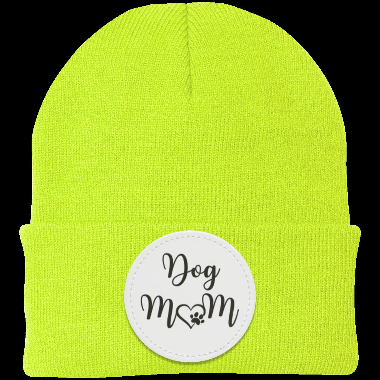 Dog Mom with Heart and Paw Knit Cap