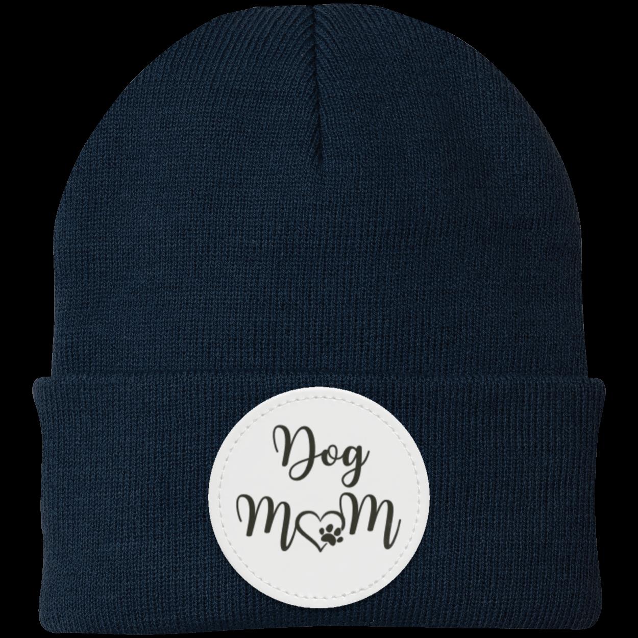 Dog Mom with Heart and Paw Knit Cap