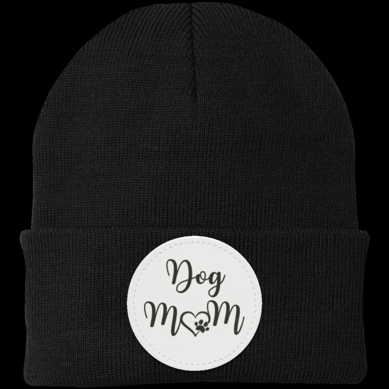 Dog Mom with Heart and Paw Knit Cap