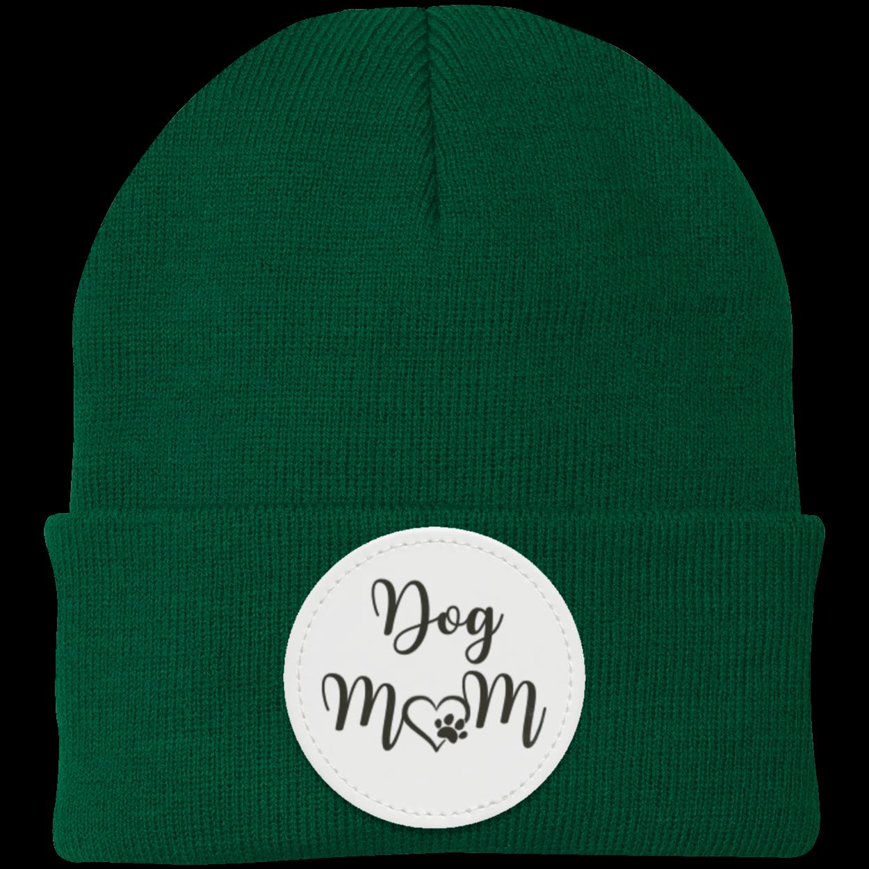 Dog Mom with Heart and Paw Knit Cap