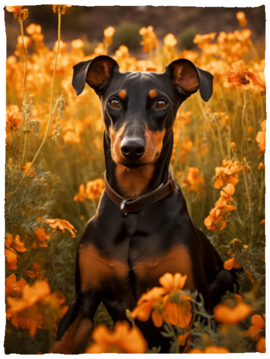 Doberman Uncropped Ears Plush Fleece Blanket