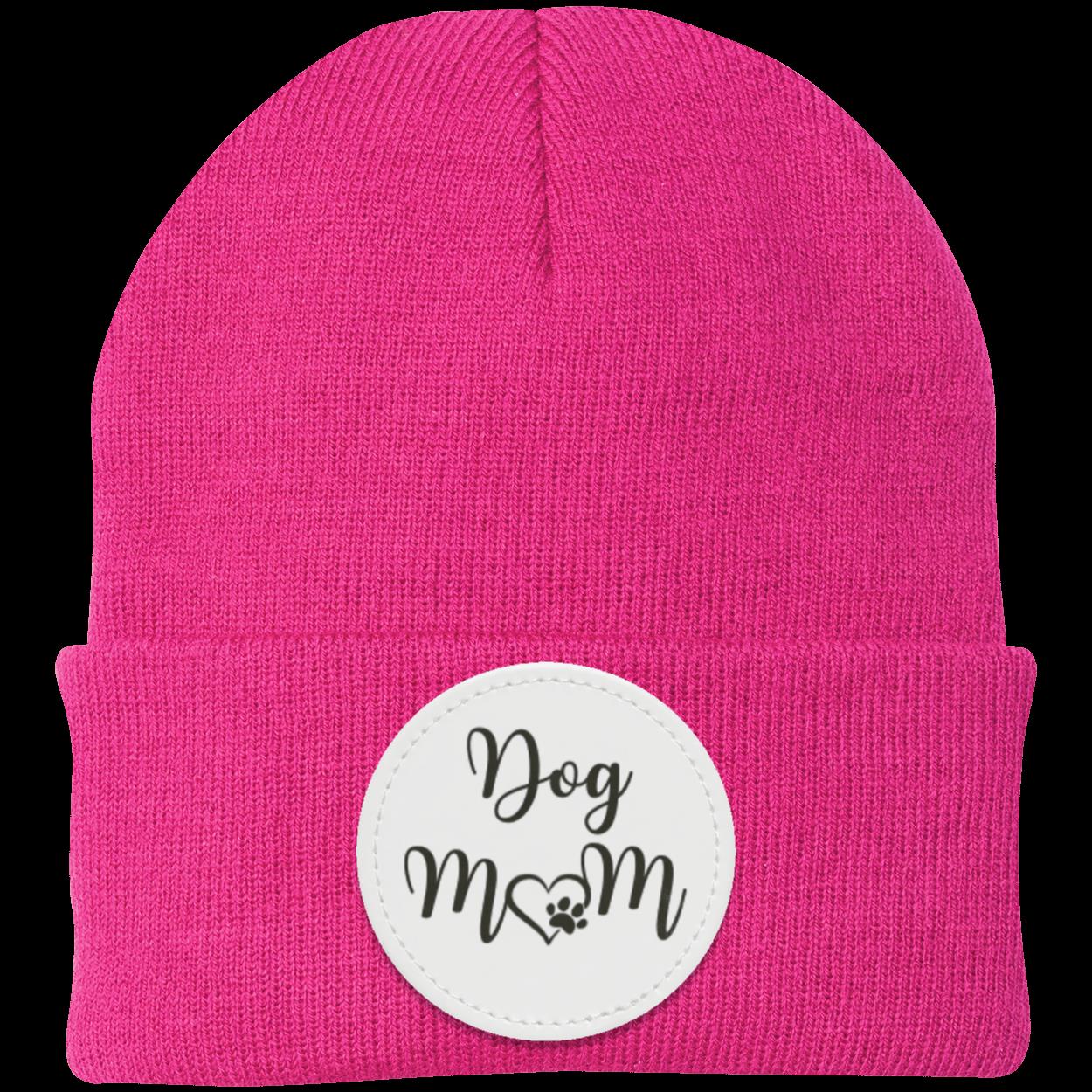 Dog Mom with Heart and Paw Knit Cap