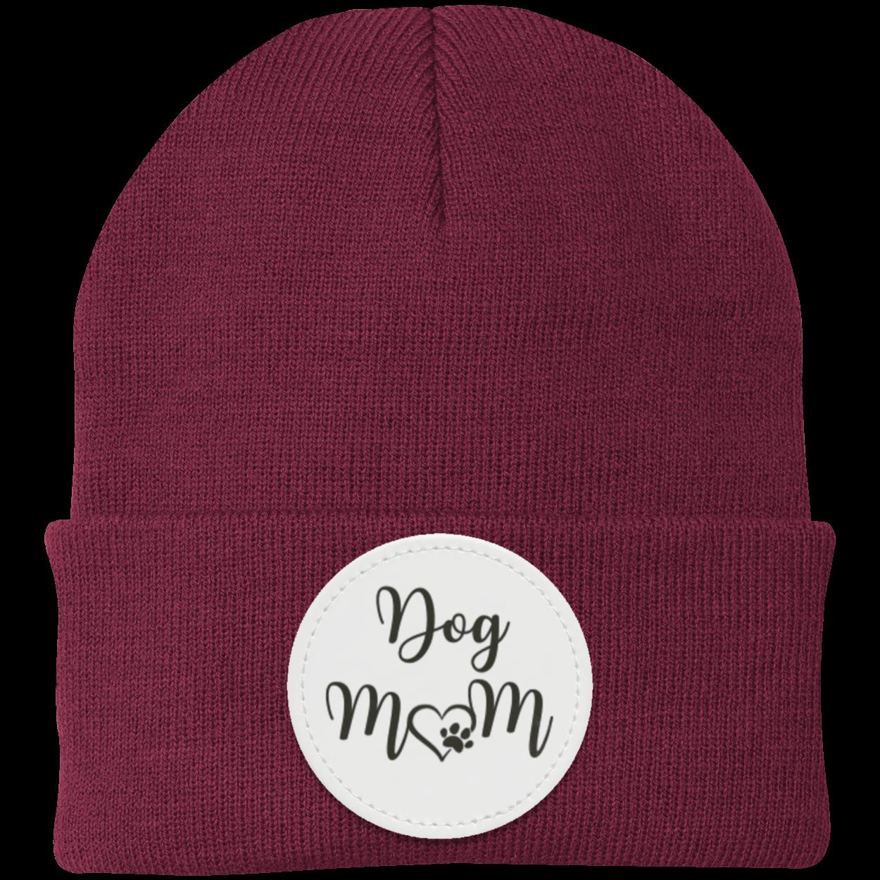 Dog Mom with Heart and Paw Knit Cap